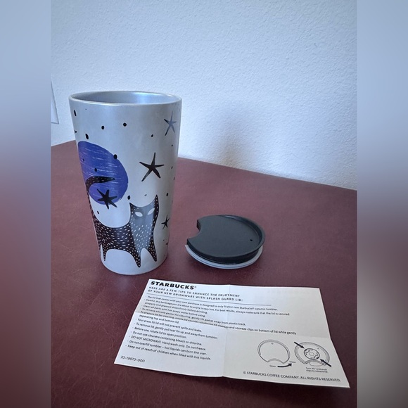 Starbucks Halloween Fall 2020 Ceramic Tumbler 12 oz. Black Cat Moon Stars Cup - Picture 2 of 9